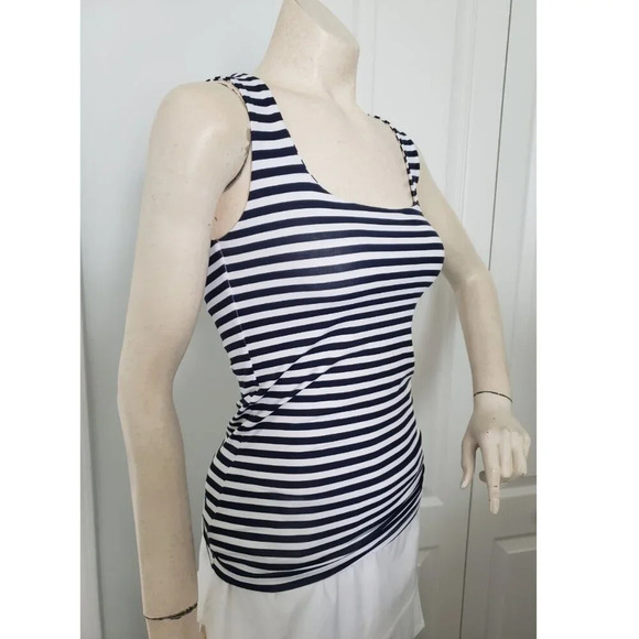 Zara Slinky White  and Navy Striped Tank Top Size Small - Picture 2 of 10